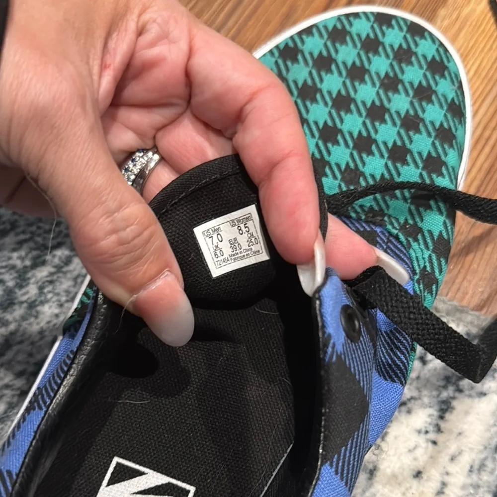Vans Checkered Sneakers in Green, Blue, and Red